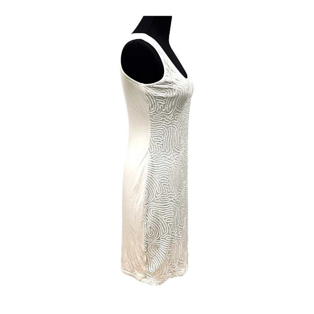 Calvin Klein Sequin front Stretch Sheath Dress Crème/Off White Size 6 - Picture 3 of 13